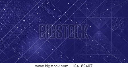 Sacred geometry symbols and elements background. Cosmic universe big bang alchemy religion philosophy astrology science physics chemistry and spirituality themes