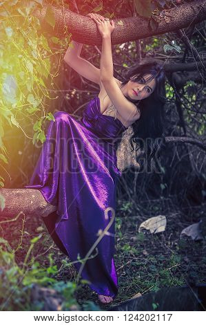 portrait of asia women with mask on nature canival concept