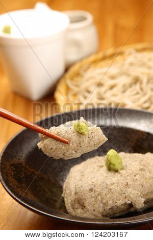 traditional Japanese food SOBAGAKI with chop stics