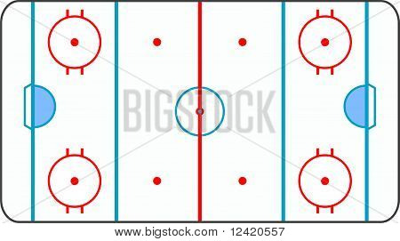 ice hockey ground with all lines on white background