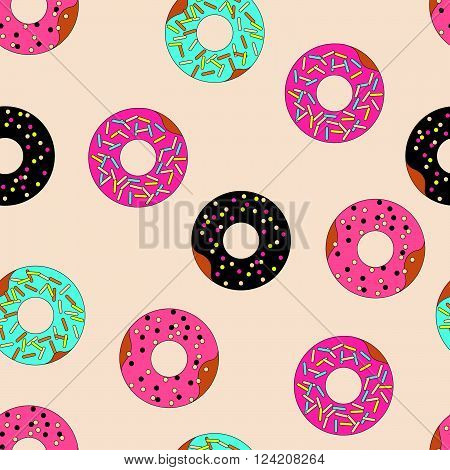 Vector pattern donuts with frosting and caramel topping