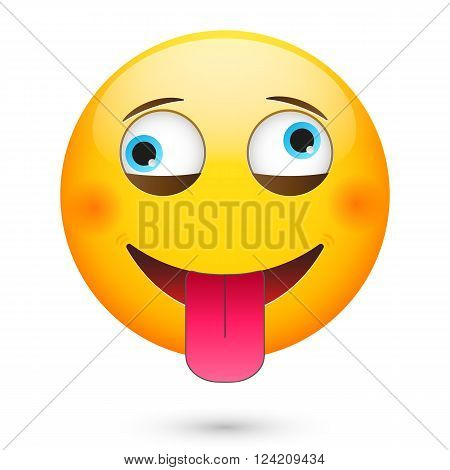 Crazy emoticon. Isolated vector illustration on white background