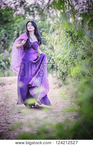 Asia Beauty Girl Outdoors Enjoying Nature