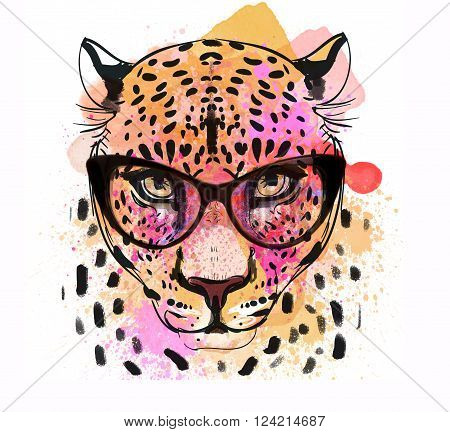 guepard fashion colorful character portrait with glasses