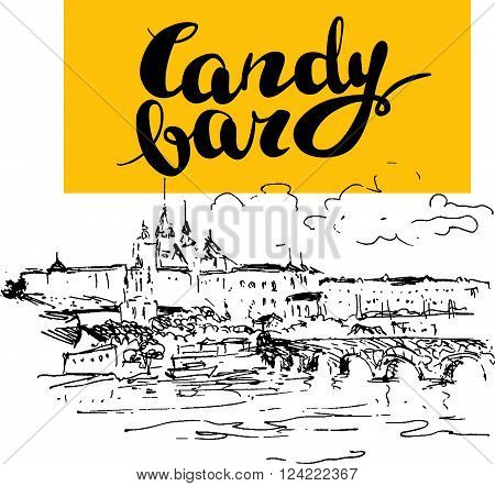 Vector flat candy bar and sweet shop logo design. Sweet store insignia design. Bakery, kid toys store, home made cakes and pies logo, restaurant, cafe, catering brand mark design.