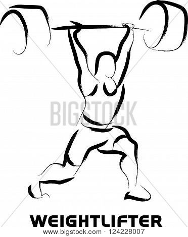 Hand drawn spotsman silhouette sketch. Human athlete figure isolated. Good for any sport competition advertising design, poster, placard, leaflet template. Sport magazine article illustration, print design.