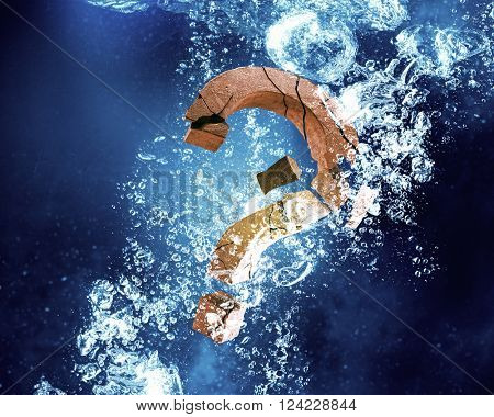 Question mark in water