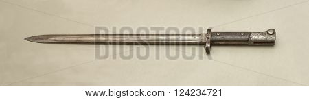 AZOV RUSSIA- AUGUST 29- Bayonet Mauser magazine rifle. Iran. 1898 in the museum - reserve on August 29;2015 in Azov