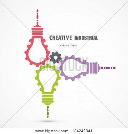 Creative light bulb and gear abstract vector design banner template. Corporate business industrial creative logotype symbol. Business and industrial concept.Vector illustration