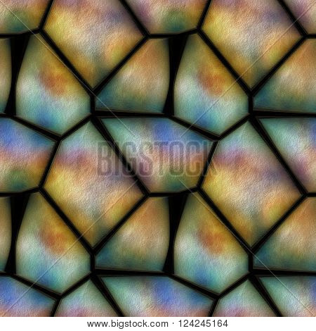Abstract seamless pattern of rainbow polygonal stones