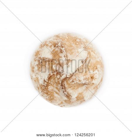 Single russian gingerbread cookie isolated over the white background