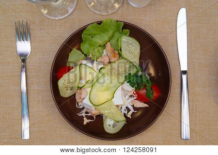 Beautifully decorated catering banquet table with a delicious salad
** Note: Soft Focus at 100%, best at smaller sizes