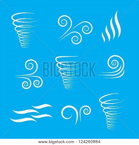 Wind icons nature wave flowing cool weather climate and motion