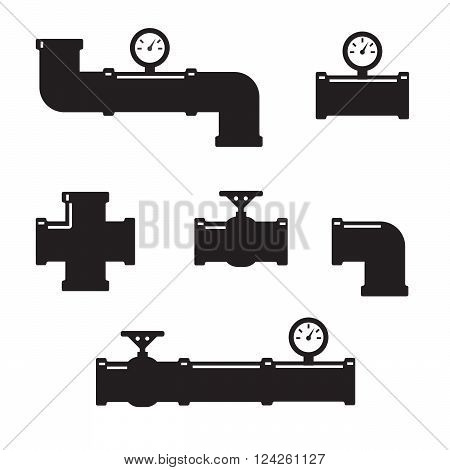 Set of black details pipes. 10 eps vector illustration