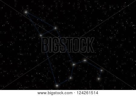 Leo Constellation, Lion Constellation with constellation lines