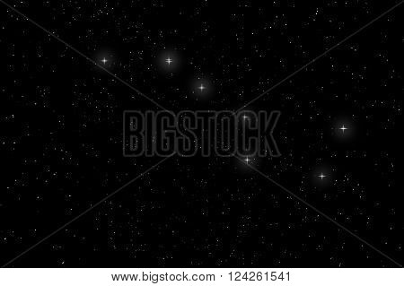 Big Dipper Constellation, Ursa Major, The Great Bear with constellation lines