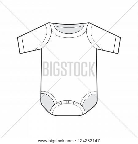 Baby bodysuit flat sketch template. 10 eps vector illustration