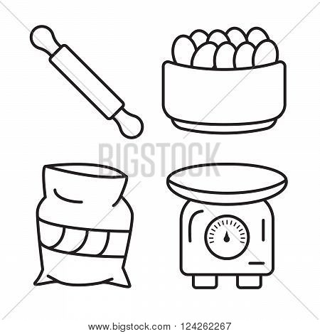Baking food ingredients and kitchen tools. 10 eps vector illustration