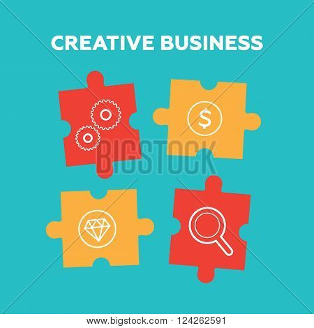 Creative business concept background. Solution and success strategy and puzzle design