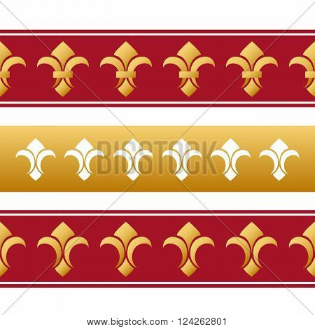 Royal horizontal seamless borders. 10 eps vector illustration