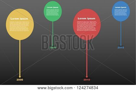 Timeline infographic Timeline infographics Time line infographic Time line infographics. infographic with pointers. Rounded shape infographic. Egg style text shape. Modern Timeline infographic with dark gradient background