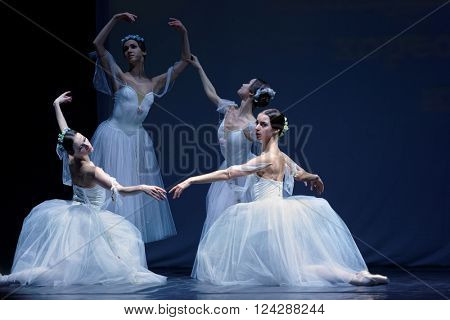 ST. PETERSBURG, RUSSIA - MARCH 28, 2016: Young dancers perform at the opening ceremony of International Festival of Choreographic Art Pari Grand. Artists from 9 countries participated in the festival