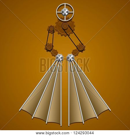 Many brown gears on brown background .