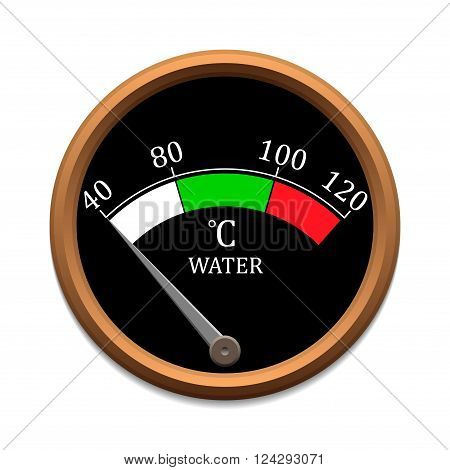 Water temperature scale with gray arrow and three colors