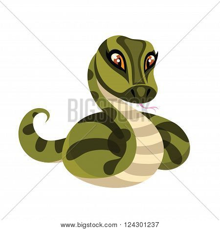Snake isolated on white background. Anaconda in cartoon style. Vector illustration.