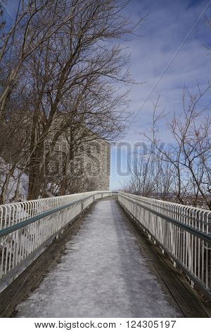 Lonely Path on Promenade des Gouverneurs Quebec Canada.