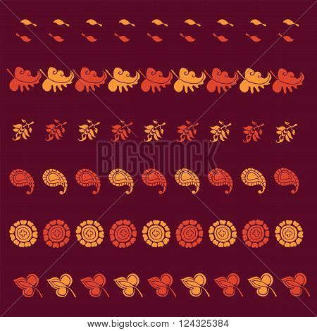 Vector India naive  traditional floral print  element for brush,  border