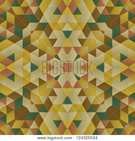Symmetrical background element with bold geometrical patterns and stylized floral pattern. For wallpaper, pattern fills, web page background, surface textures for print and dalle production.