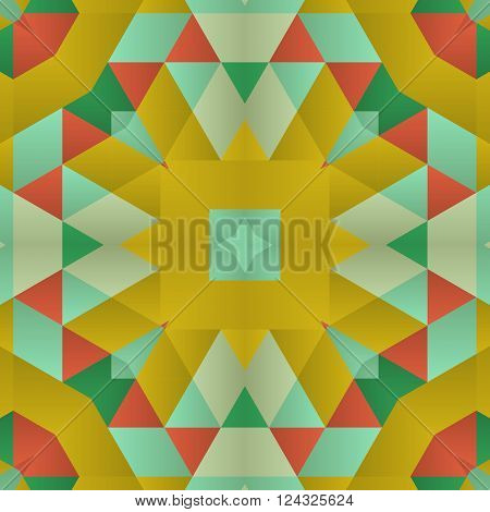 Symmetrical background element with bold geometrical patterns and stylized floral pattern. For wallpaper, pattern fills, web page background, surface textures for print and dalle production.