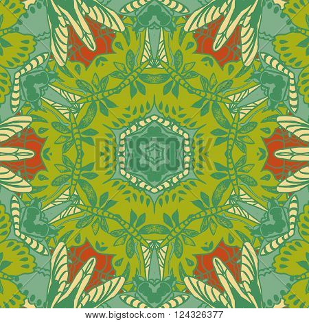 Gorgeous seamless patchwork pattern. Colorful floral ornament tiles. For different design uses, as wallpaper, pattern fills, web page background, surface textures for print and dalle production.