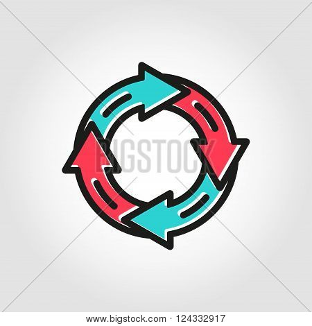 Vector line flar arrow circle icon on grey background