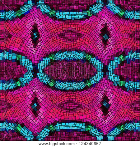 Geometrical background with bright mosaic drawing. Seamless patterns. Vector illustration.