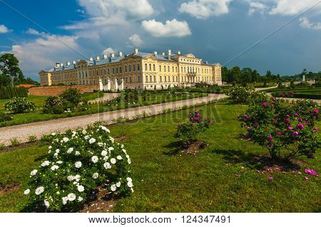 Rundale palace, former summer residence of Latvian nobility with a beautiful gardens around