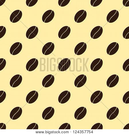 Seamless pattern with repeating brown colored coffee bean isolated on creamy background