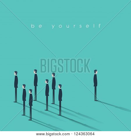 Be yourself business concept vector illustration. Innovative and creative businessman stand out from the crowd. Eps10 vector illustration.