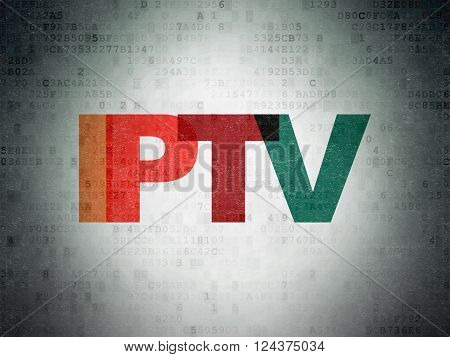 Web design concept: IPTV on Digital Paper background