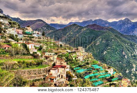 View of Ravello village on the Amalfi Coast in Italy