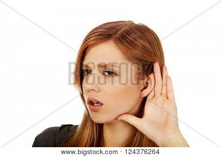 Teenage woman overhears the conversation