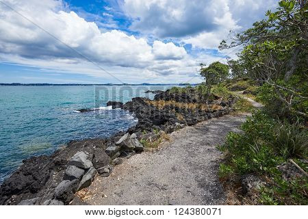 View of the mainland Auckland city from Rangitoto island