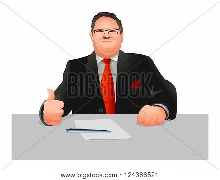 Vector illustration of a official at workplace
