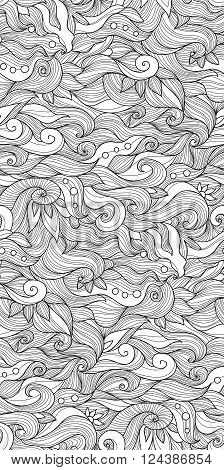 Decorative nature ornamental seamless pattern. Zen-tagle style and mehndi style.