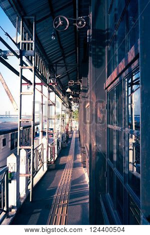 Phra Arthit sidewalk in Bangkok Thailand at sunset time.