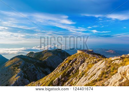 Lovcen Mountains National park at sunset in Montenegro