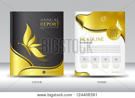 Gold Annual report template vector illustration for business
