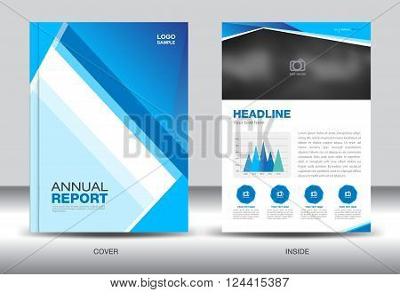 Blue cover Annual report  Layout template and info graphics for business