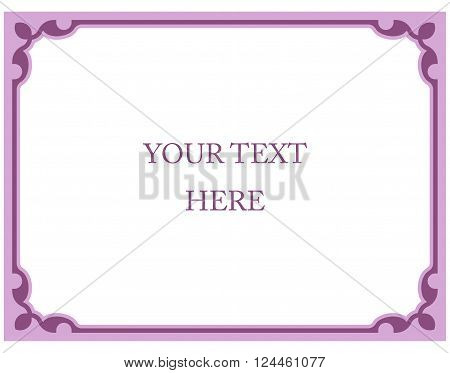 Simple Pink Vector Line Border Frame Isolated Illustration